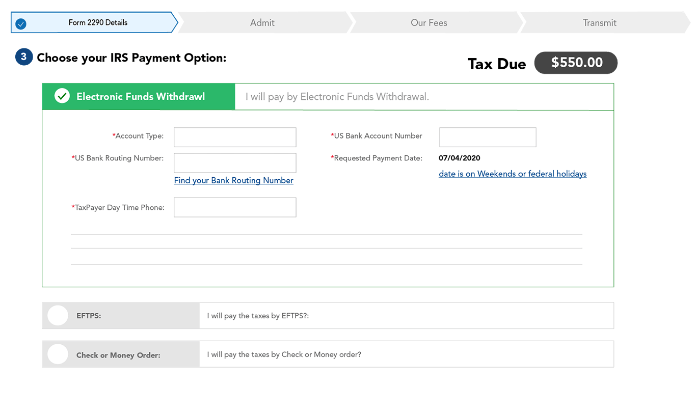 Choose HVUT Payment Methods