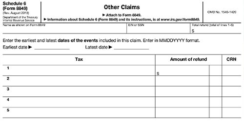 Form 8849 Schedule 6
